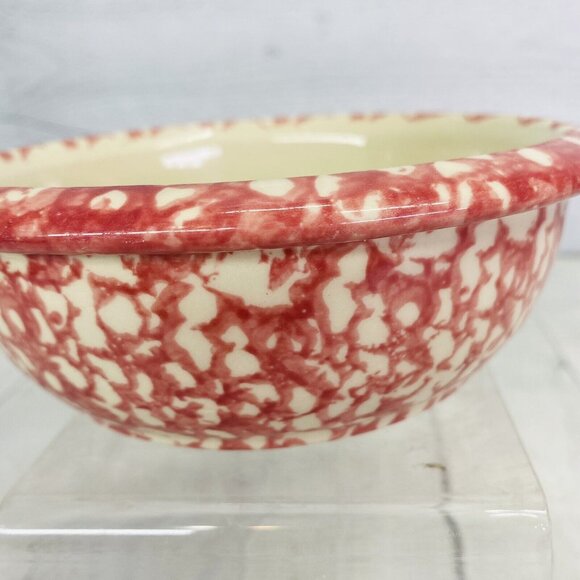 Roseville The Workshop of Gerald Henn ROSE SPONGE Red Spongeware Rim Soup Bowl - Picture 11 of 13